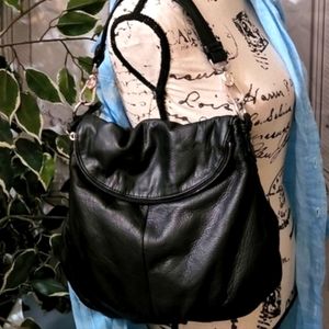 Margot Black Zipper Flap Hobo Bag